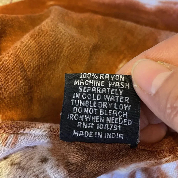 Pams Muumuu Brown Tie Dye Embroidery BOHO Midi Dress FreeSize Cottagecore Casual - Picture 5 of 8